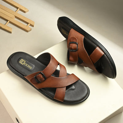 Egoss Leather Slippers For Men