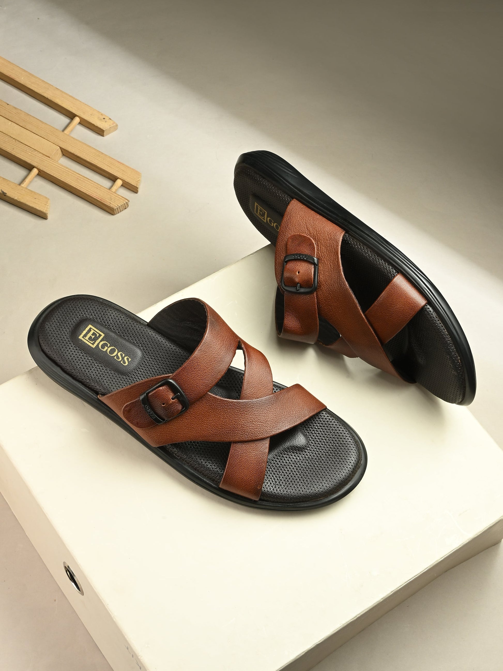 Egoss Leather Slippers For Men