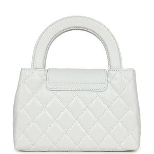 Chanel Small Kelly Shopper White Shiny Aged Calfskin Brushed Gold Hardware