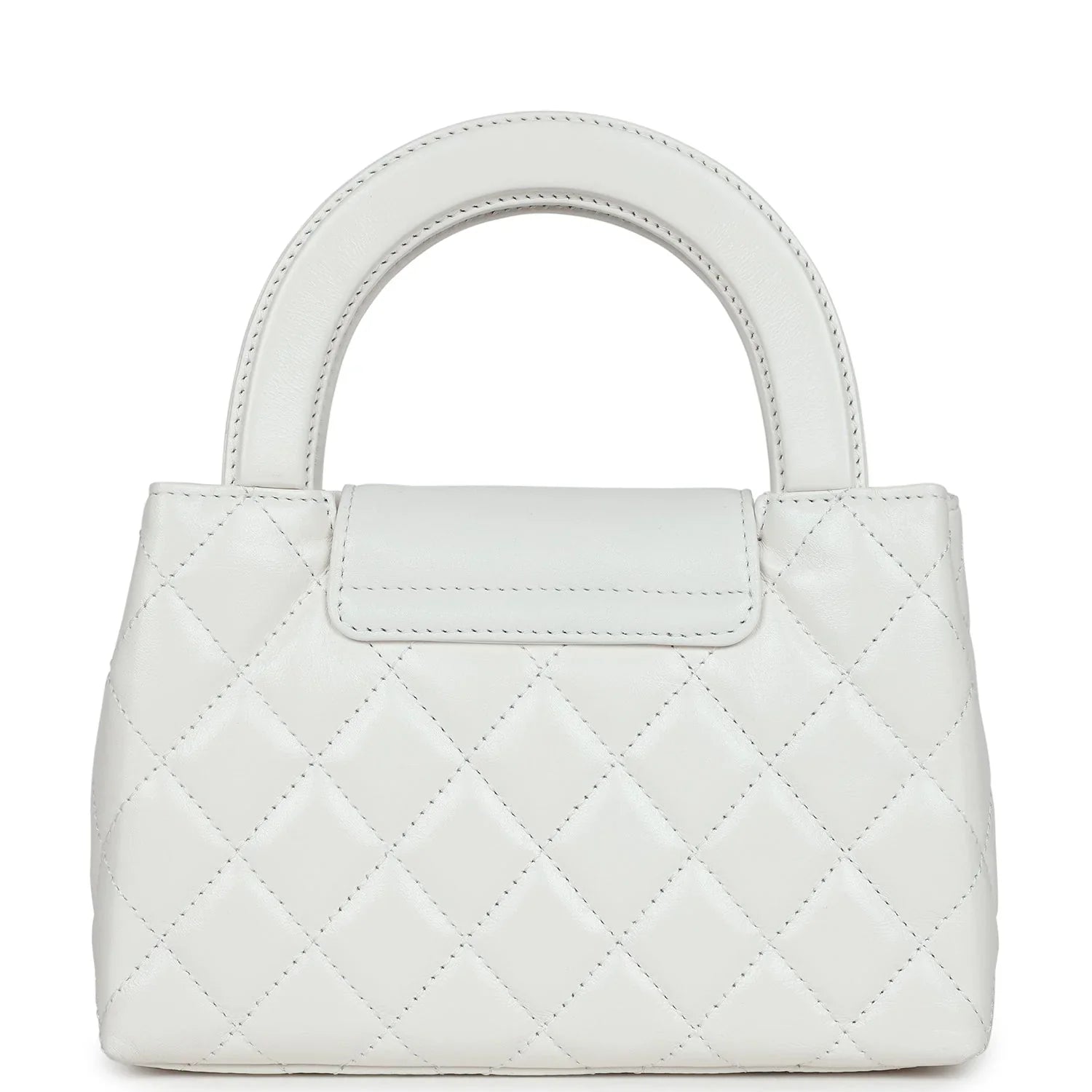 Chanel Small Kelly Shopper White Shiny Aged Calfskin Brushed Gold Hardware