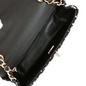 Chanel Mini Classic Rectangular Flap Black and White Tweed Gold Hardware