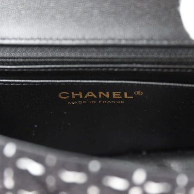 Chanel Mini Classic Rectangular Flap Black and White Tweed Gold Hardware