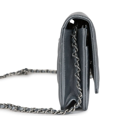 Chanel Wallet On Chain WOC Silver Metallic Lambskin Silver Hardware