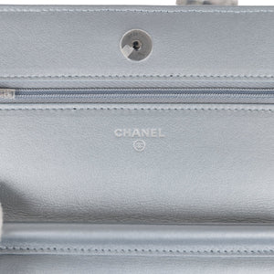 Chanel Wallet On Chain WOC Silver Metallic Lambskin Silver Hardware