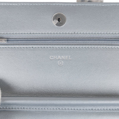 Chanel Wallet On Chain WOC Silver Metallic Lambskin Silver Hardware