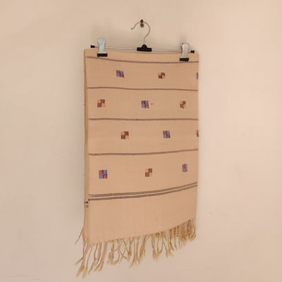 Beige - Cream Handwoven Merino Wool Stole