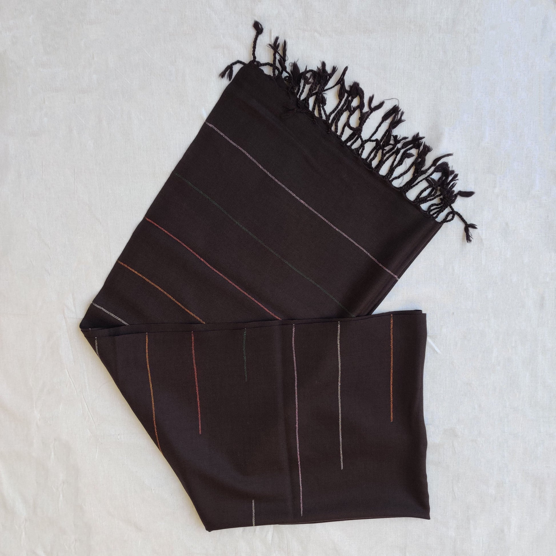 Brown - Multicolor Handwoven Merino Wool Stole