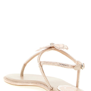 René Caovilla Peach Flower Sandals