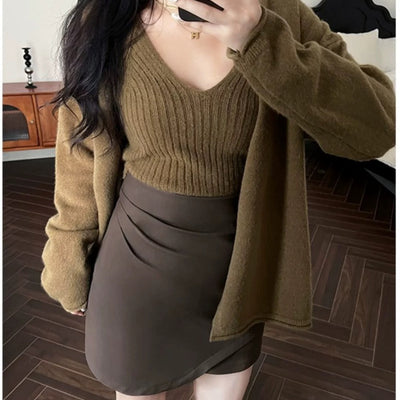 Elena Statement Woolen Tops with Cape Style Sweater