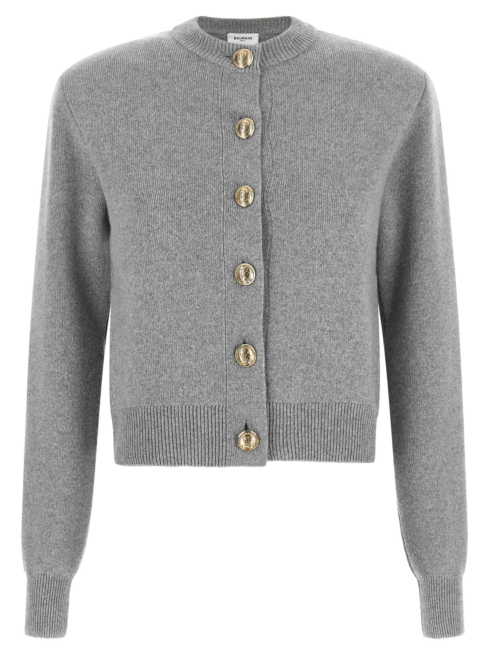 Balmain Sculpture Button Crew Neck Cardigan