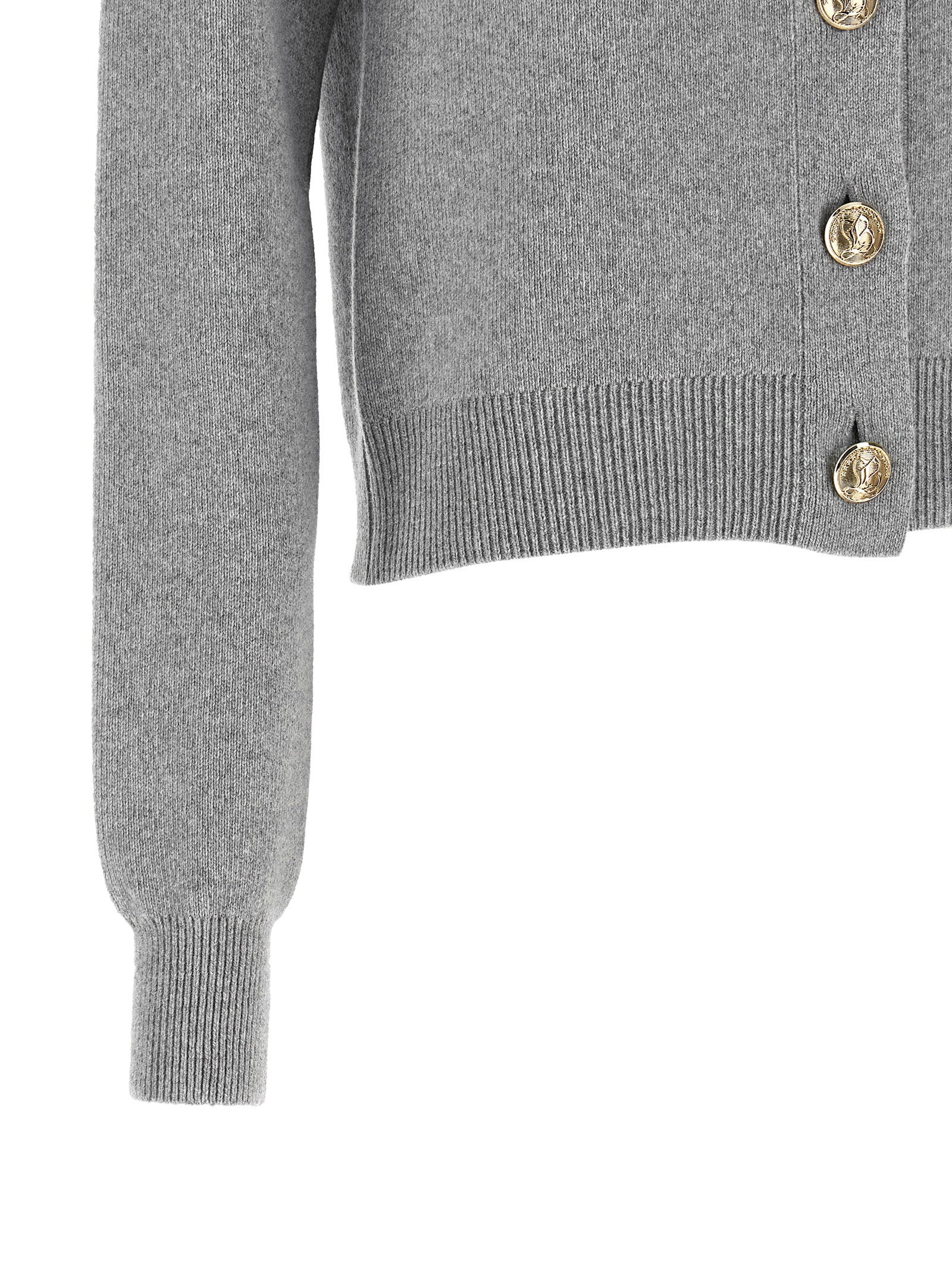 Balmain Sculpture Button Crew Neck Cardigan