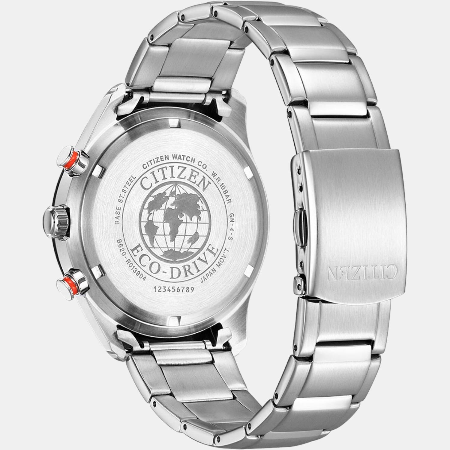 Eco-Drive Men Eco-Drive Green Dial Chronograph Stainless Steel Watch CA4486-82X