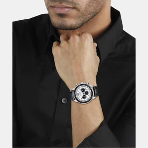 Eco-Drive Men Eco-Drive White Dial Chronograph Leather Watch CA4500-32A