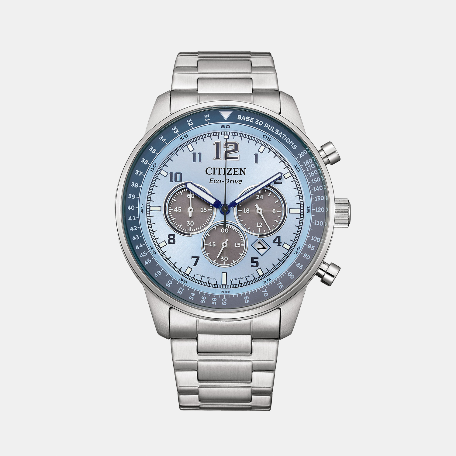 Eco-Drive Men Eco-Drive Light Blue Dial Chronograph Stainless Steel Watch CA4500-83M