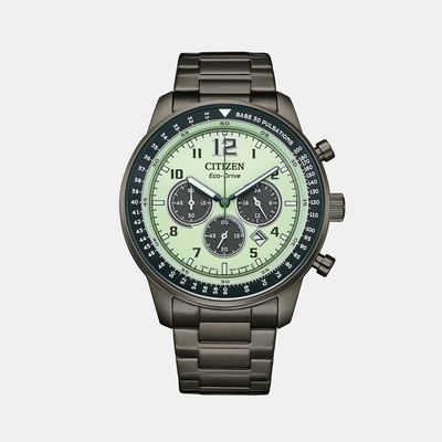 Eco-Drive Men Eco-Drive Luminous Dial Chronograph Stainless Steel Watch CA4507-84X