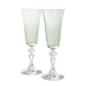 Estelle Colored Regal Flute With Clear Stem - Set of 2 {Mint Green}