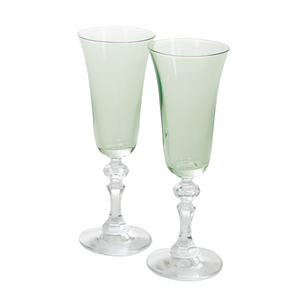 Estelle Colored Regal Flute With Clear Stem - Set of 2 {Mint Green}