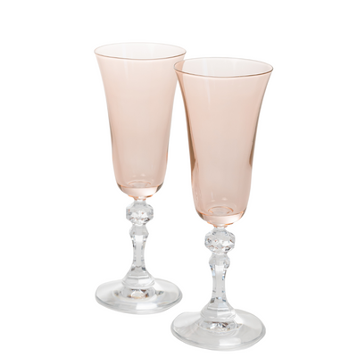 Estelle Colored Regal Flute With Clear Stem - Set of 2 {Blush Pink}