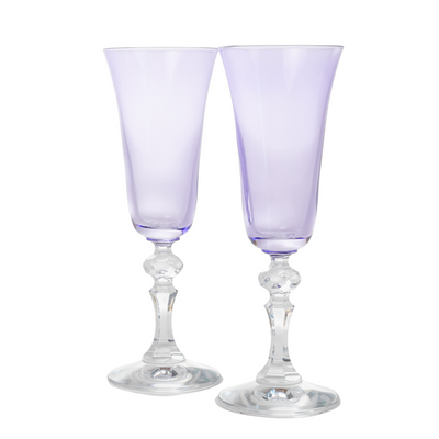 Estelle Colored Regal Flute With Clear Stem - Set of 2 {Lavender}