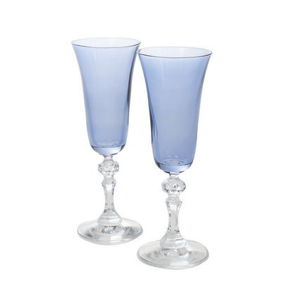 Estelle Colored Regal Flute With Clear Stem - Set of 2 {Cobalt Blue}