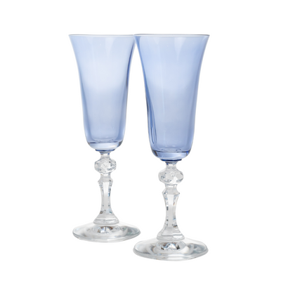 Estelle Colored Regal Flute With Clear Stem - Set of 2 {Cobalt Blue}