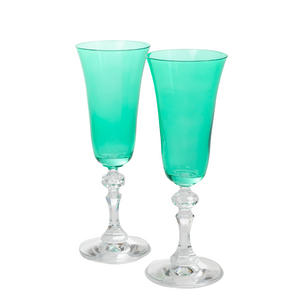 Estelle Colored Regal Flute With Clear Stem - Set of 2 {Kelly Green}