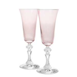 Estelle Colored Regal Flute With Clear Stem - Set of 2 {Rose}
