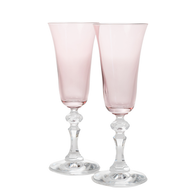 Estelle Colored Regal Flute With Clear Stem - Set of 2 {Rose}