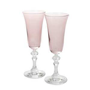 Estelle Colored Regal Flute With Clear Stem - Set of 2 {Rose}