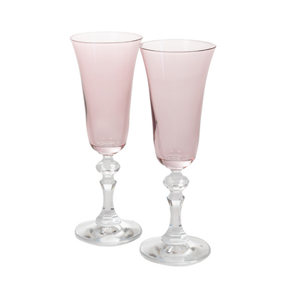 Estelle Colored Regal Flute With Clear Stem - Set of 2 {Rose}