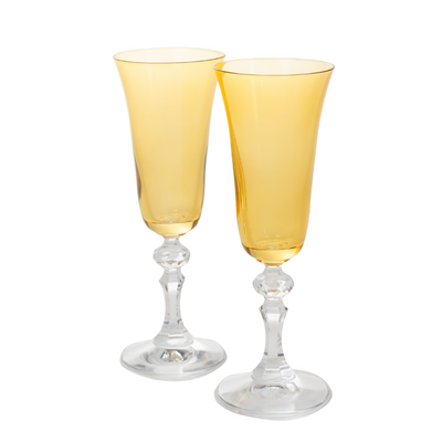 Estelle Colored Regal Flute With Clear Stem - Set of 2 {Yellow}