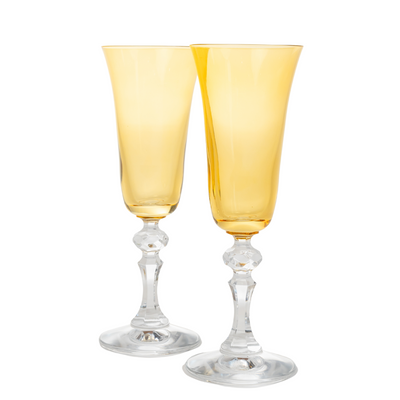 Estelle Colored Regal Flute With Clear Stem - Set of 2 {Yellow}