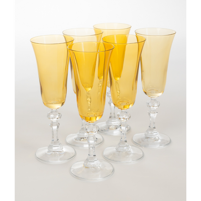 Estelle Colored Regal Flute With Clear Stem - Set of 6 {Yellow}