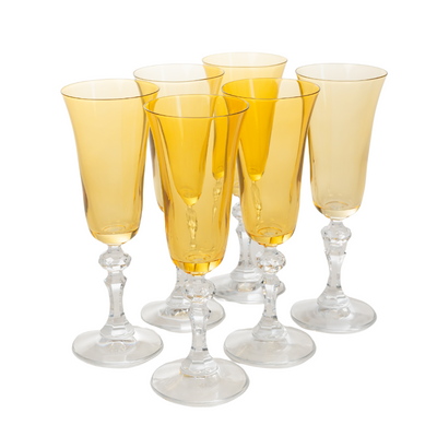 Estelle Colored Regal Flute With Clear Stem - Set of 6 {Yellow}