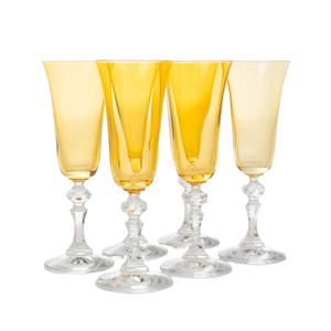 Estelle Colored Regal Flute With Clear Stem - Set of 6 {Yellow}