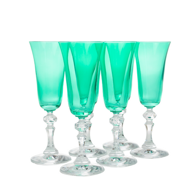 Estelle Colored Regal Flute With Clear Stem - Set of 6 {Kelly Green}