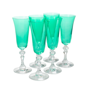 Estelle Colored Regal Flute With Clear Stem - Set of 6 {Kelly Green}