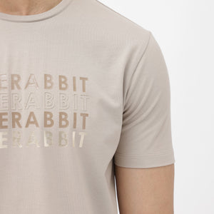 Rare Rabbit Men's Callum Beige Cotton Lycra Fabric Half Sleeves Graphic Statement Print T-Shirt