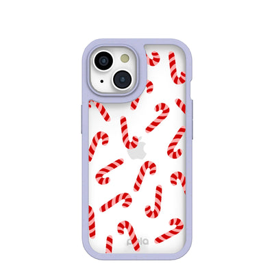 Clear Candy Cane Chaos iPhone 15 Case With Lavender Ridge