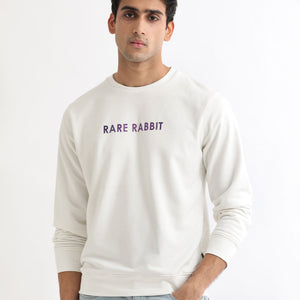 Rare Rabbit Men'S Lintz Off White Sweatshirt Full Sleeves Solid