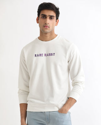 Rare Rabbit Men'S Lintz Off White Sweatshirt Full Sleeves Solid