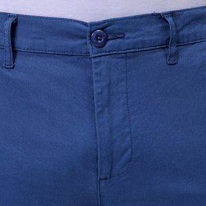 Men's Blue Slim Fit Solid Cargo
