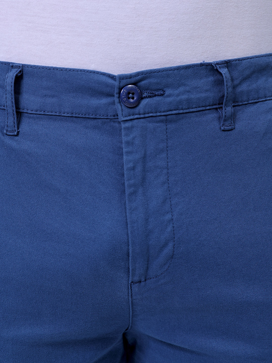 Men's Blue Slim Fit Solid Cargo
