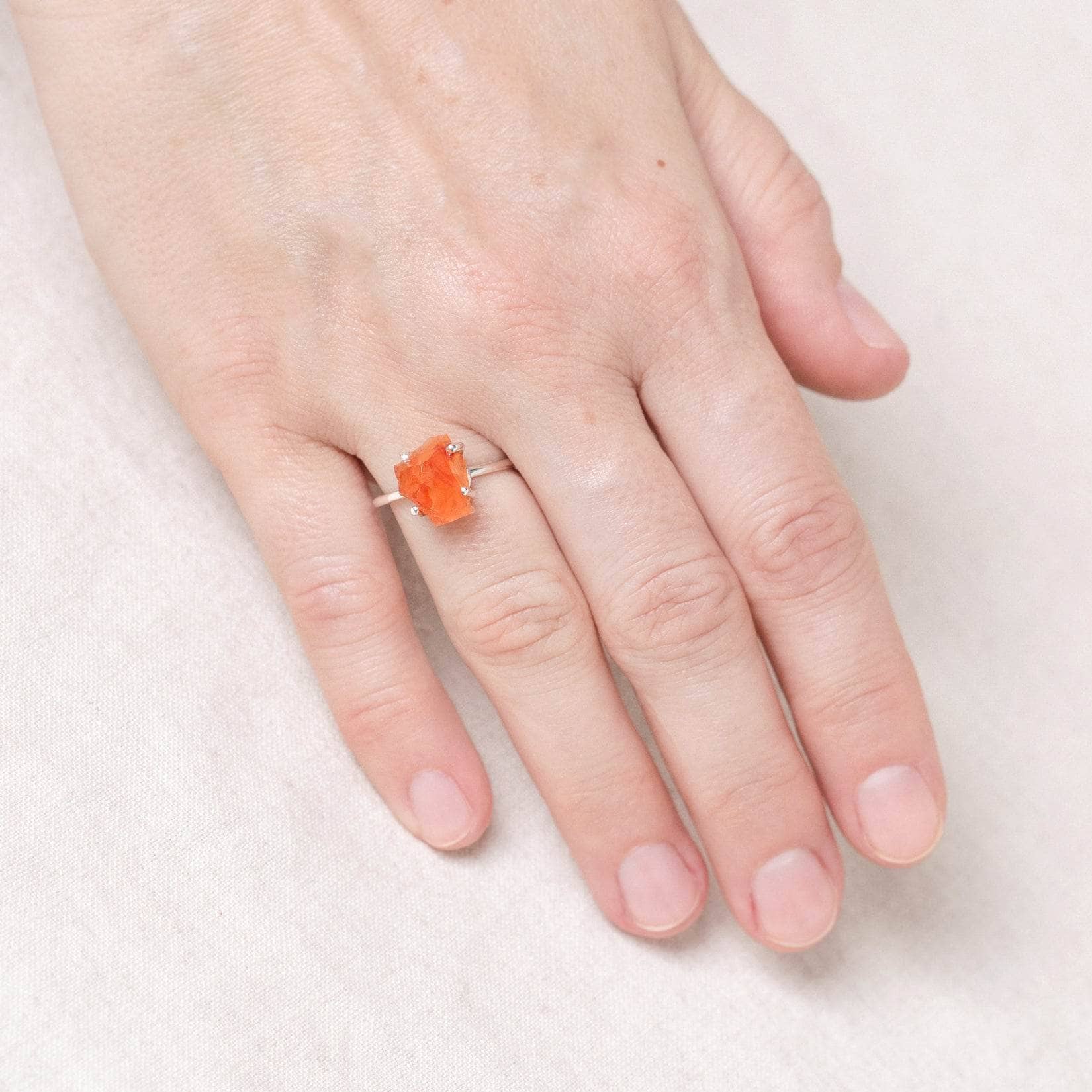 Carnelian Raw Freeform Gold or Silver Ring