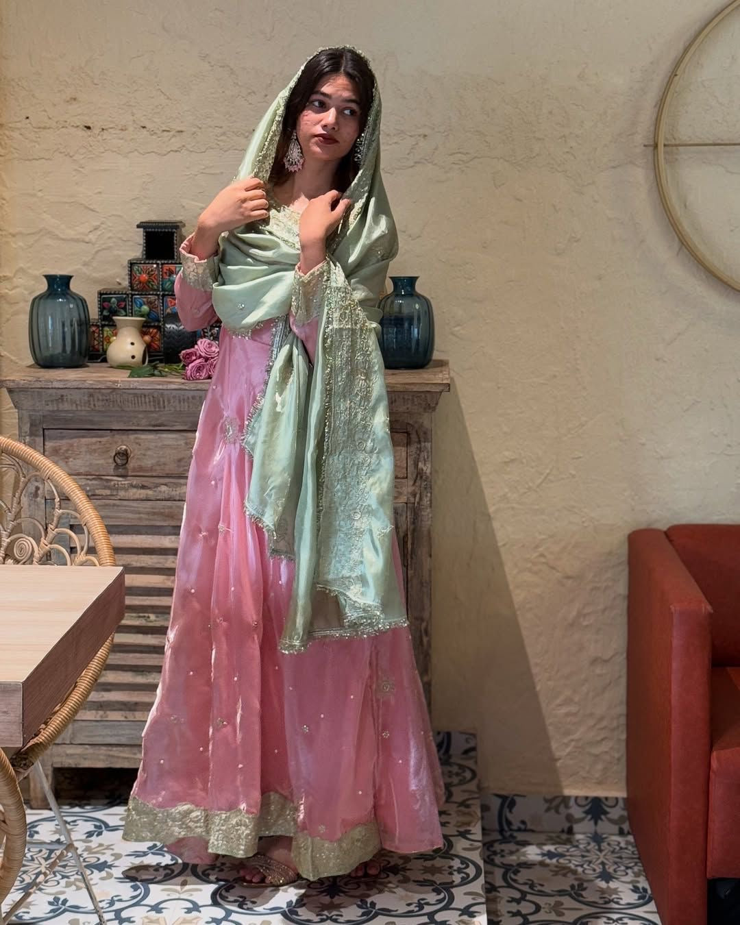 Ethenika Special Sequence Embroidery Moti work Flair Kurti Pant Dupatta Set (Stitched)