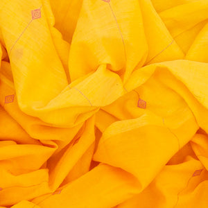 Lemon Yellow Chanderi Cotton Saree With Flower Motifs & Vine Motifs in Zari Border-Yellow