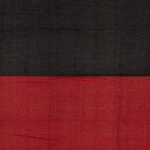 Black & Magenta Handwoven Chanderi Half & Half Cotton Saree With Stripped Pallu-Black