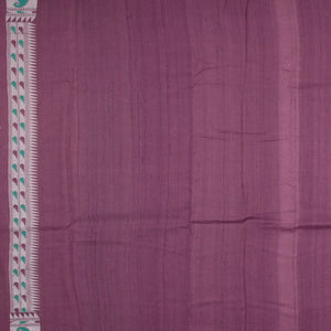 Magenta Handloom Tussar Silk Saree With Meena Border-Magenta