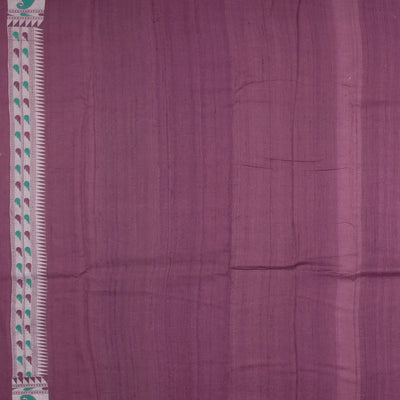 Magenta Handloom Tussar Silk Saree With Meena Border-Magenta