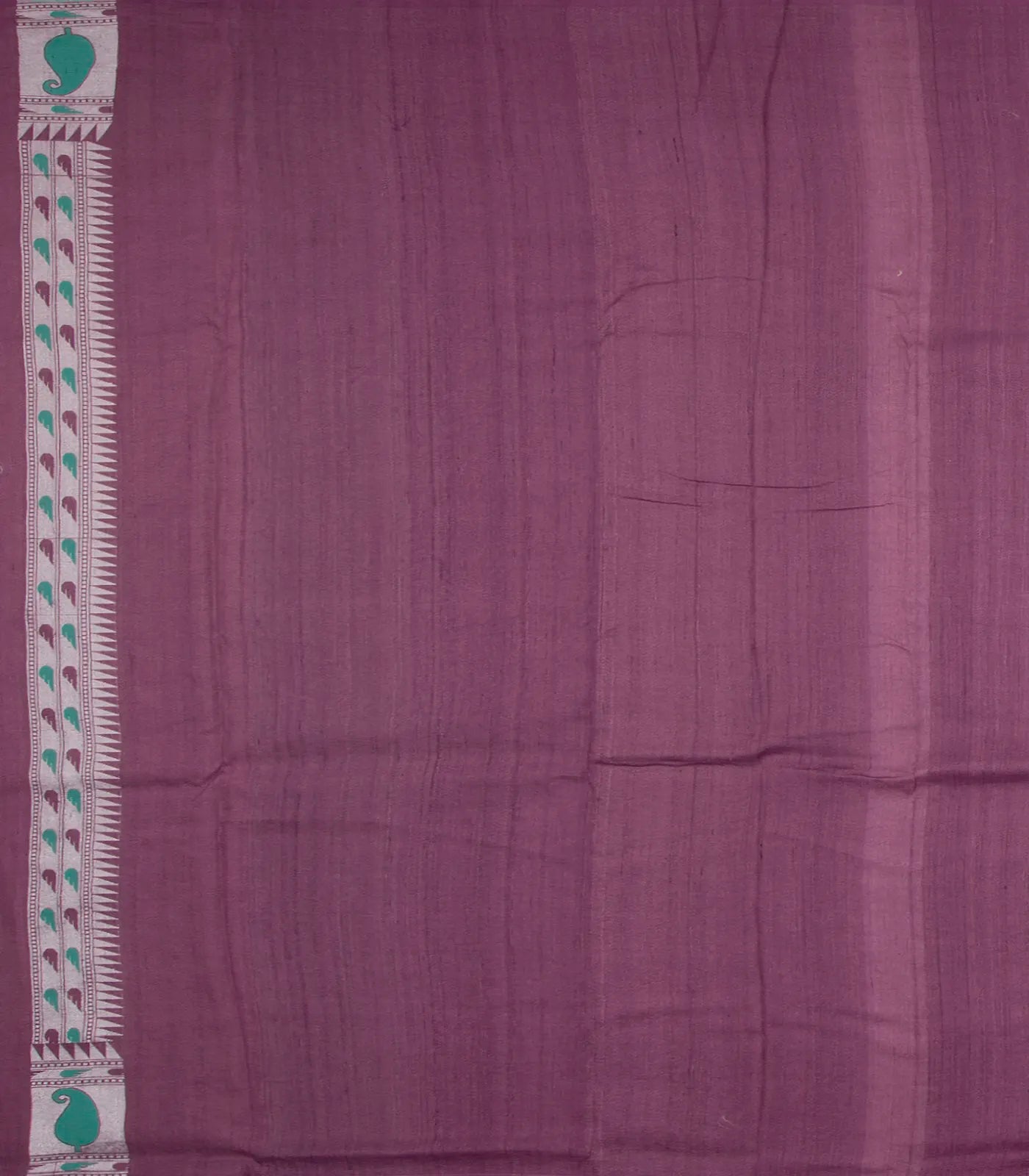 Magenta Handloom Tussar Silk Saree With Meena Border-Magenta